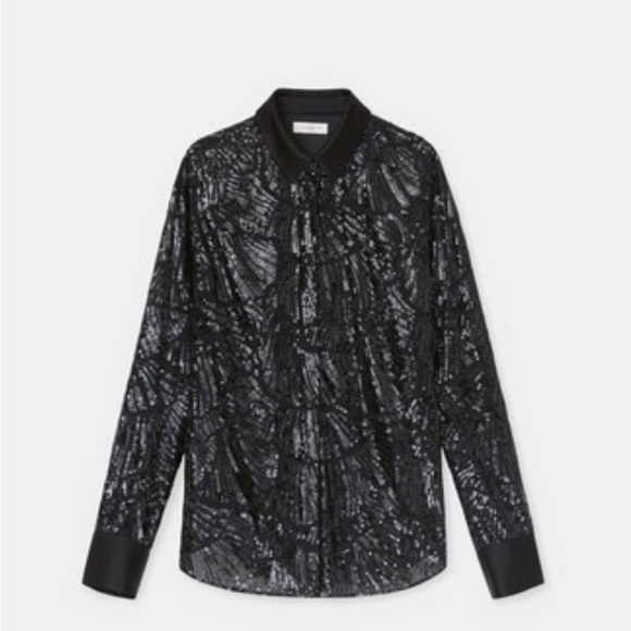 Lafayette 148 Scottie black blouse in terra sequin pattern - Picture 10 of 11